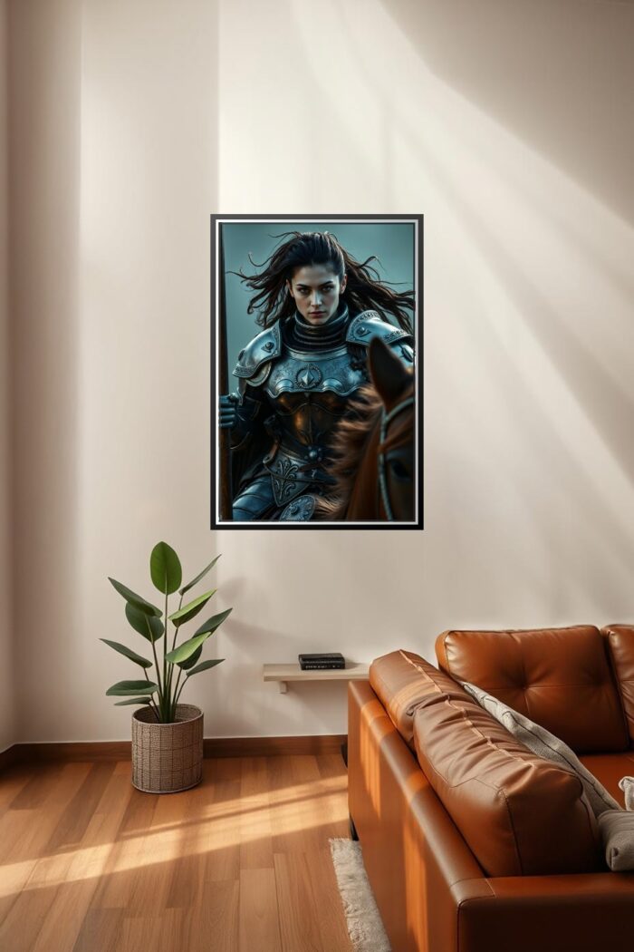 Fierce Female Knight Warrior – Dark Fantasy Medieval Art Poster picture
