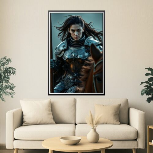Fierce Female Knight Warrior – Dark Fantasy Medieval Art Poster picture