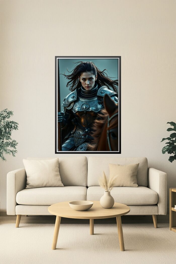 Fierce Female Knight Warrior – Dark Fantasy Medieval Art Poster picture