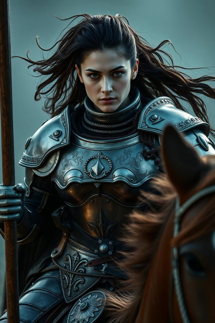 Fierce Female Knight Warrior – Dark Fantasy Medieval Art Poster picture