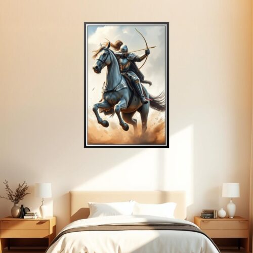 Medieval Knight Archer on Horseback – Epic Fantasy Art Poster picture