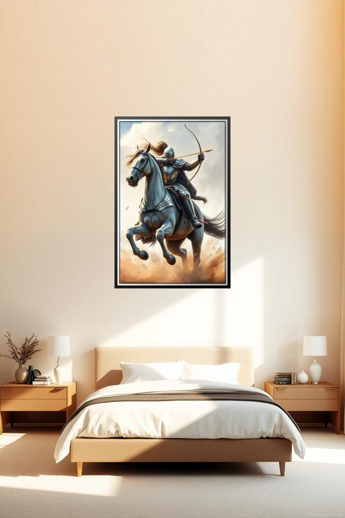 Medieval Knight Archer on Horseback – Epic Fantasy Art Poster picture