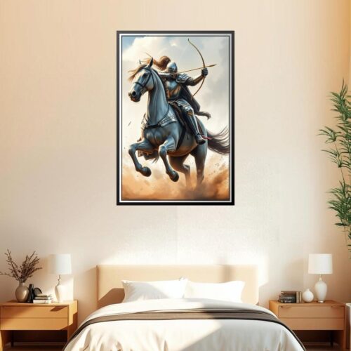 Medieval Knight Archer on Horseback – Epic Fantasy Art Poster picture