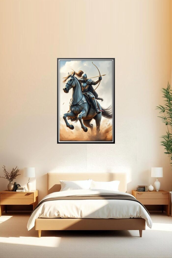 Medieval Knight Archer on Horseback – Epic Fantasy Art Poster picture