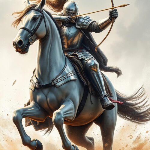 Medieval Knight Archer on Horseback – Epic Fantasy Art Poster picture