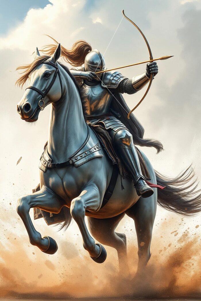 Medieval Knight Archer on Horseback – Epic Fantasy Art Poster picture