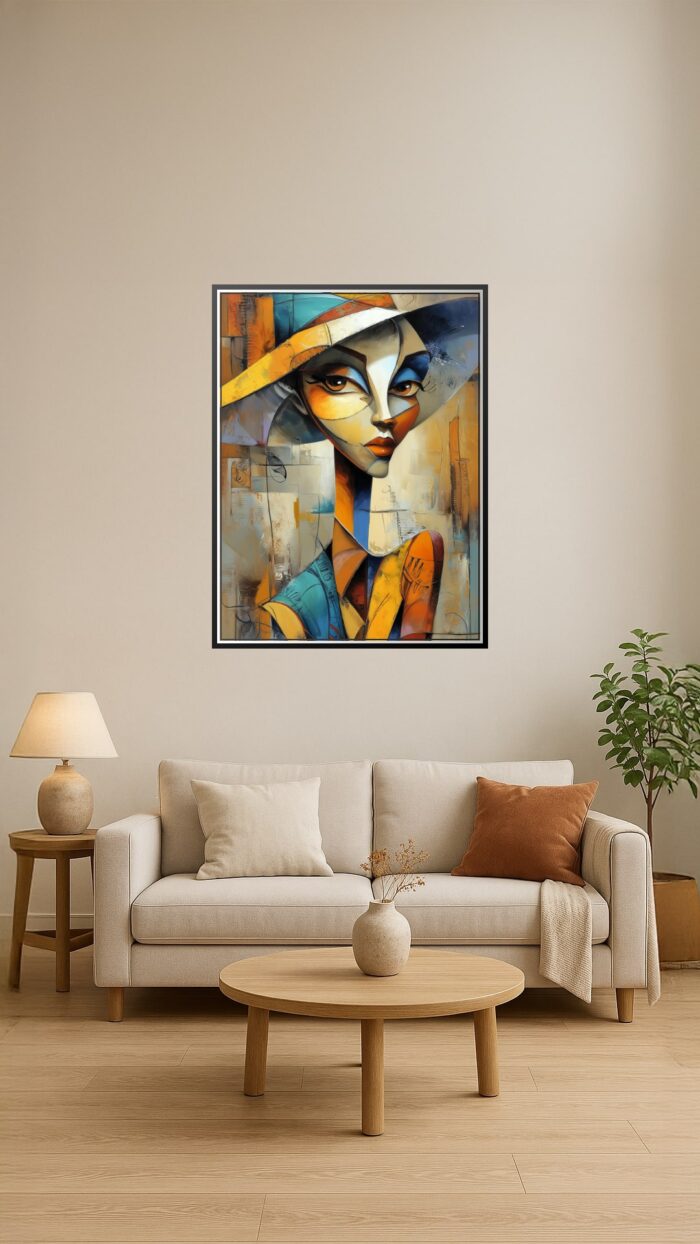 Abstract Cubist Woman in Hat – Modern Art Style Poster picture