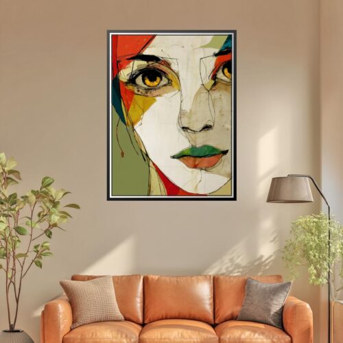 Abstract Expressionist Woman Face – Modern Cubist Art Poster picture
