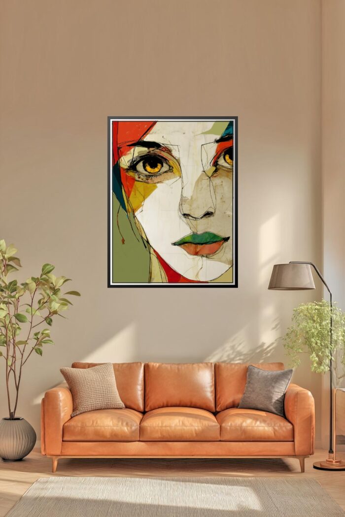 Abstract Expressionist Woman Face – Modern Cubist Art Poster picture