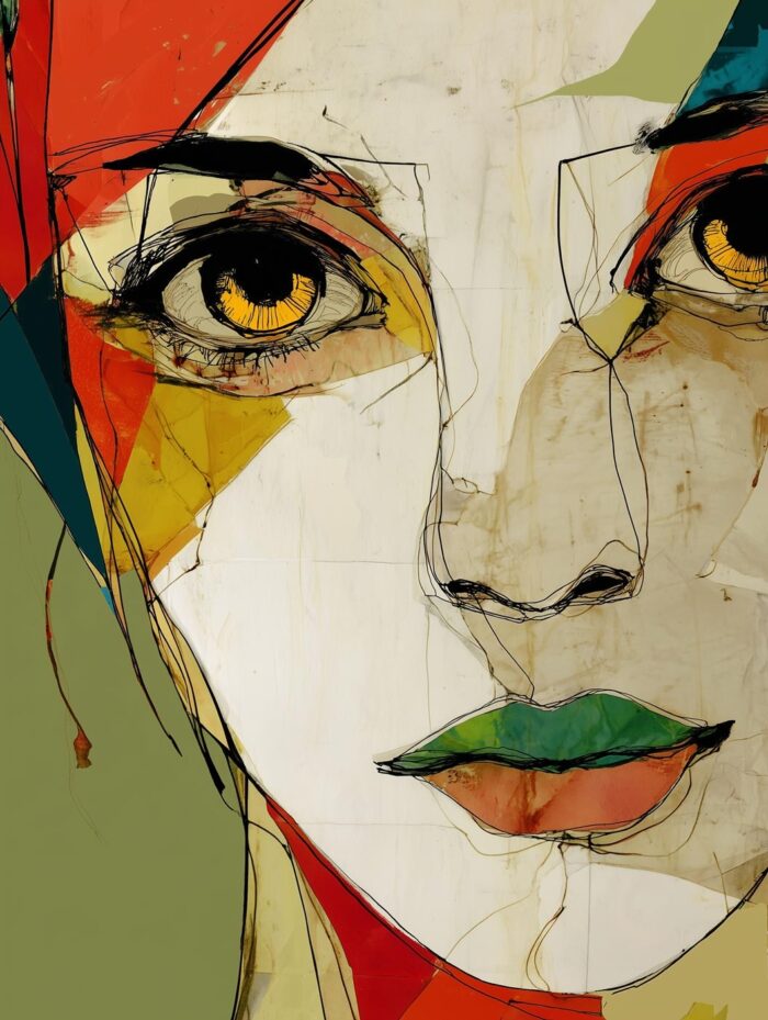 Abstract Expressionist Woman Face – Modern Cubist Art Poster picture