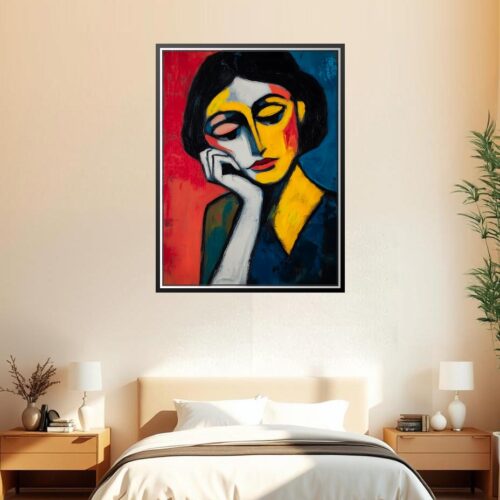 Expressionist Woman Portrait – Modern Abstract Art Style Poster picture
