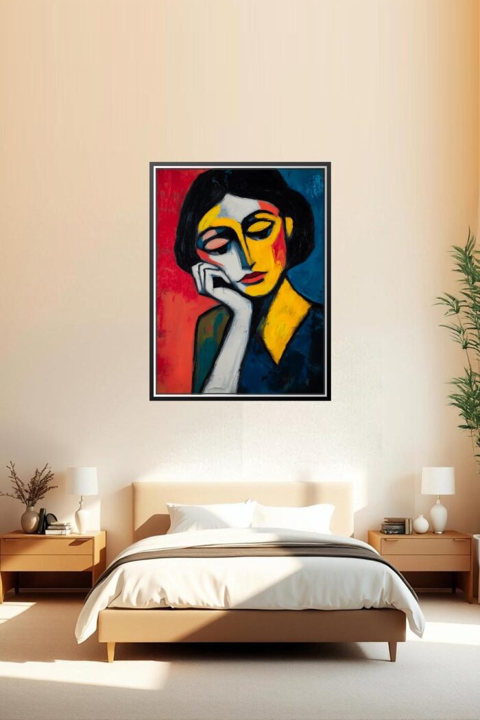 Expressionist Woman Portrait – Modern Abstract Art Style Poster picture