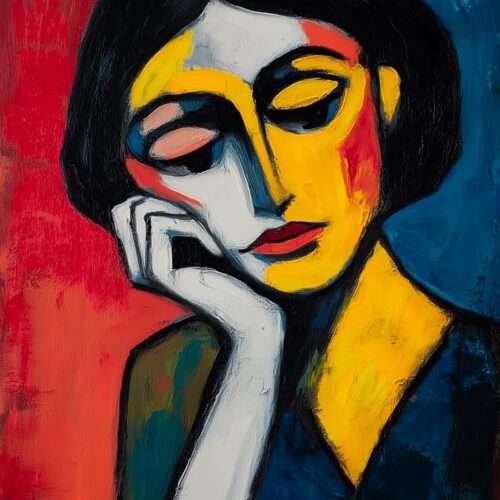 Expressionist Woman Portrait – Modern Abstract Art Style Poster picture