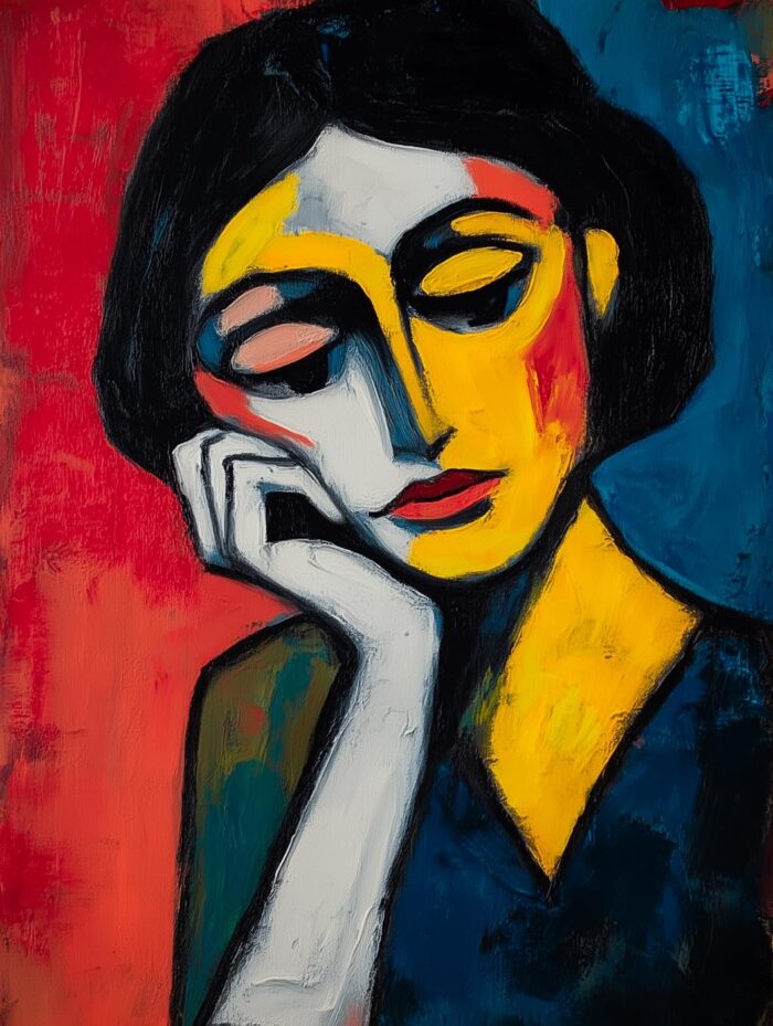 Expressionist Woman Portrait – Modern Abstract Art Style Poster picture