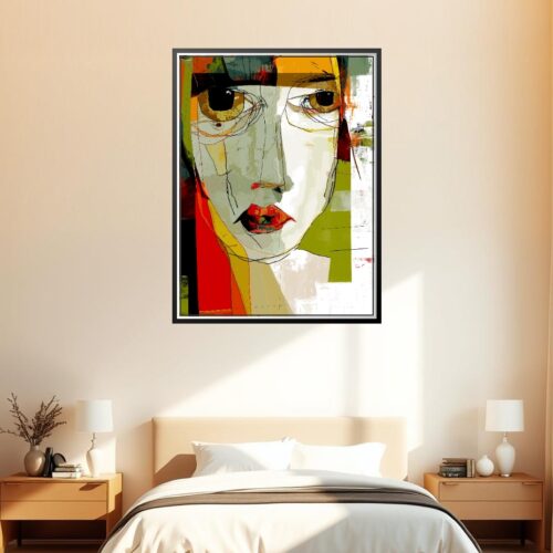 Abstract Expressionist Woman Face – Contemporary Modern Art Poster picture