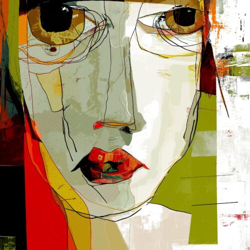 Abstract Expressionist Woman Face – Contemporary Modern Art Poster picture