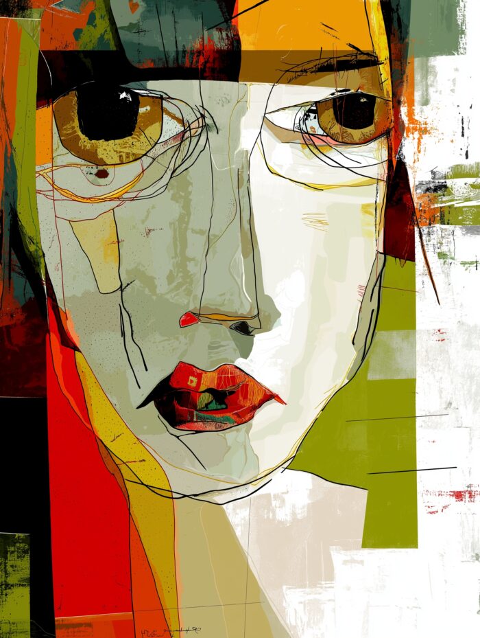 Abstract Expressionist Woman Face – Contemporary Modern Art Poster picture