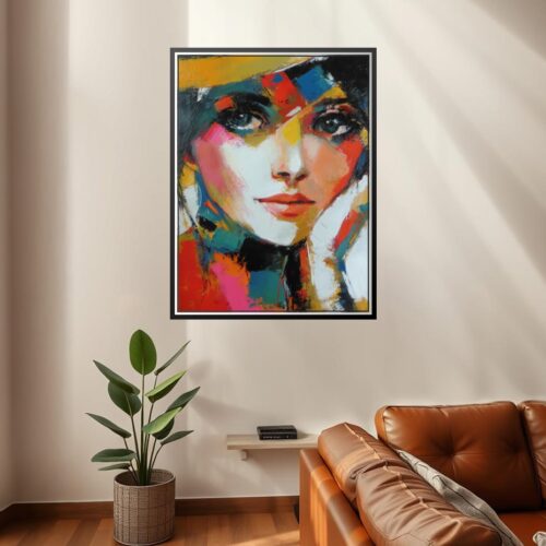 Colorful Abstract Woman Portrait – Modern Expressionist Art Poster picture
