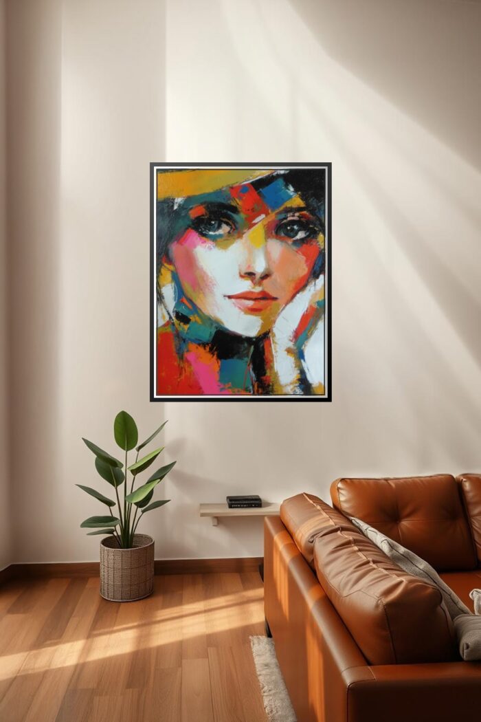 Colorful Abstract Woman Portrait – Modern Expressionist Art Poster picture