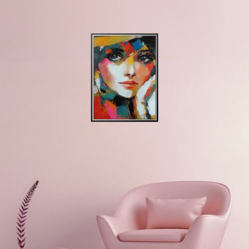 Colorful Abstract Woman Portrait – Modern Expressionist Art Poster picture