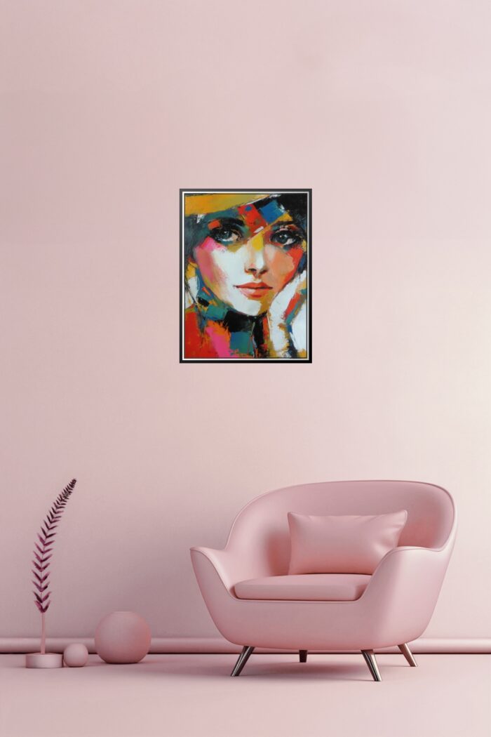 Colorful Abstract Woman Portrait – Modern Expressionist Art Poster picture