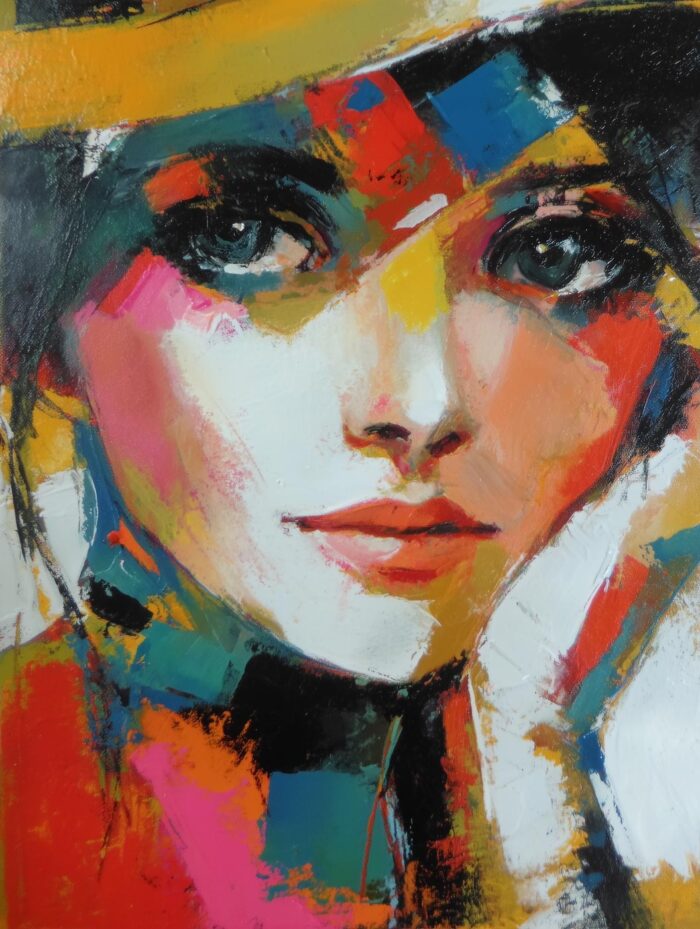 Colorful Abstract Woman Portrait – Modern Expressionist Art Poster picture