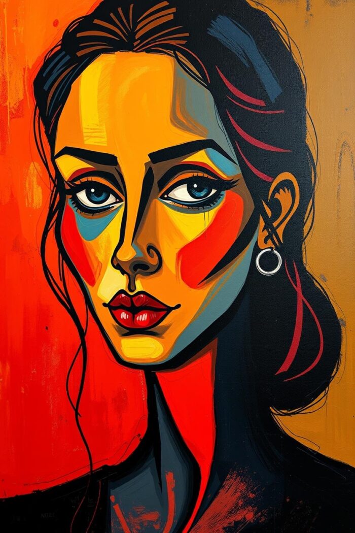 Abstract Expressionist Woman Portrait – Bold Modern Art picture