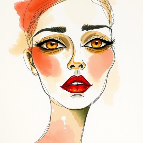 Minimalist Watercolor Portrait – Modern Fashion Illustration Art picture