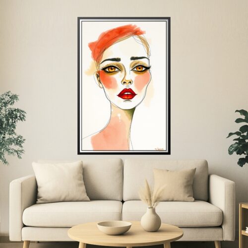 Minimalist Watercolor Portrait – Modern Fashion Illustration Art picture