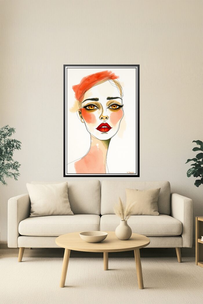 Minimalist Watercolor Portrait – Modern Fashion Illustration Art picture