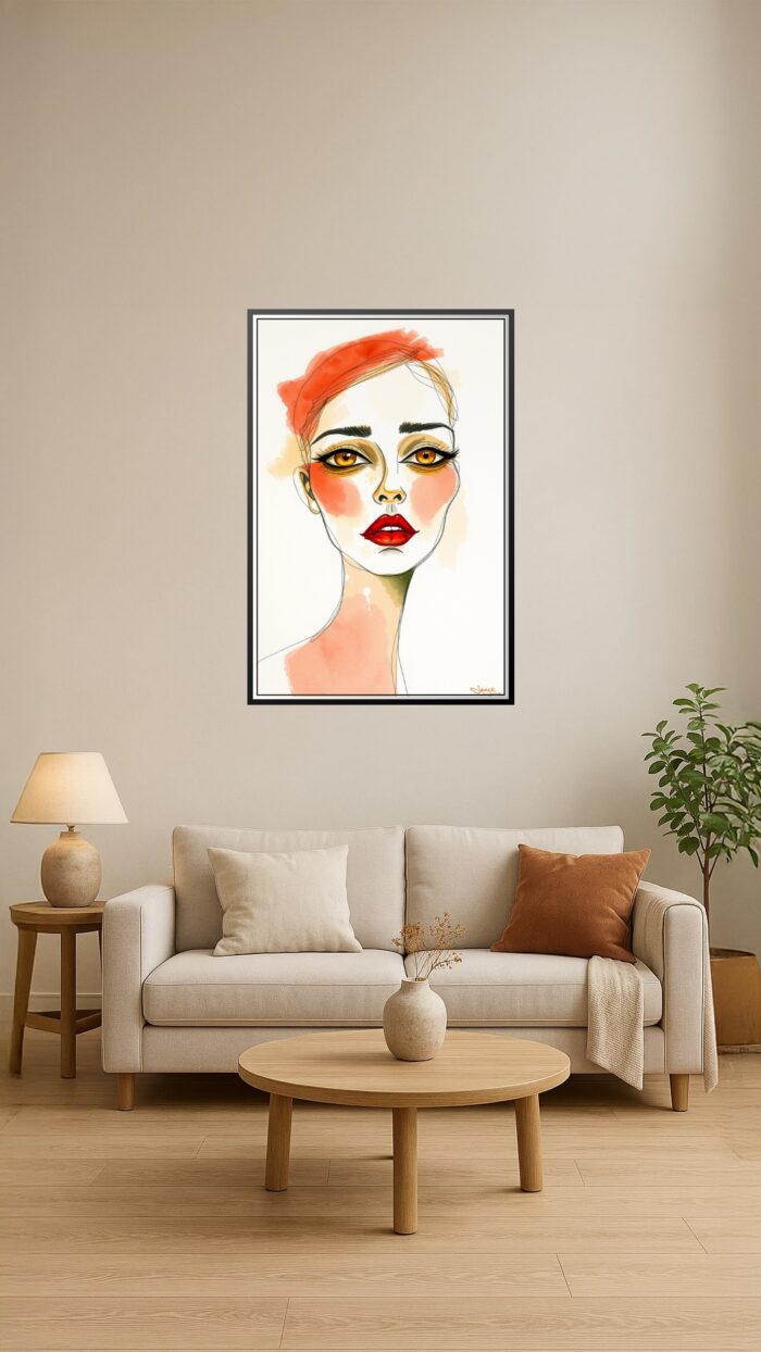 Minimalist Watercolor Portrait – Modern Fashion Illustration Art picture