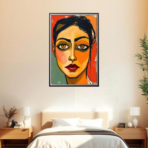 Modern Abstract Woman Portrait Painting – Bold Expressionist Contemporary Wall Art picture