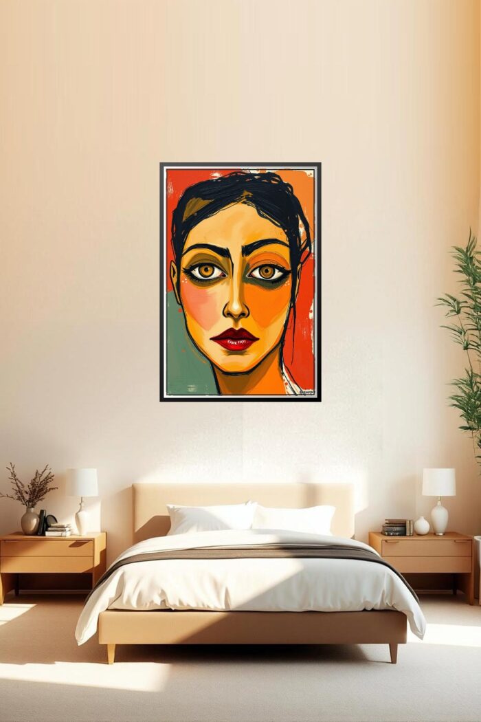 Modern Abstract Woman Portrait Painting – Bold Expressionist Contemporary Wall Art picture