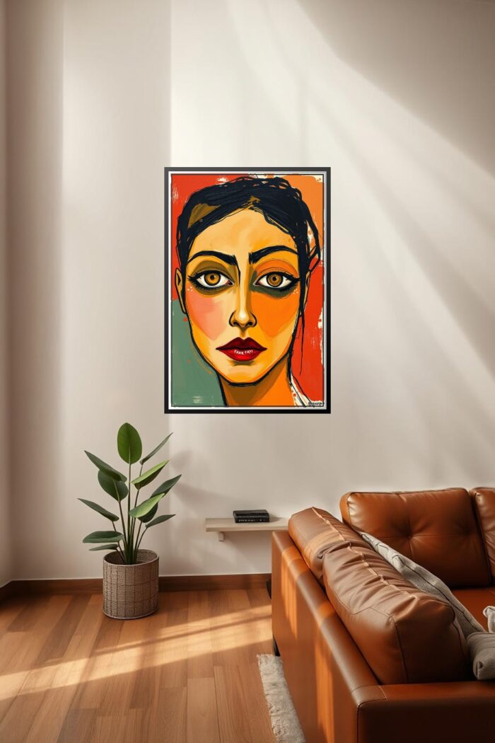 Modern Abstract Woman Portrait Painting – Bold Expressionist Contemporary Wall Art picture