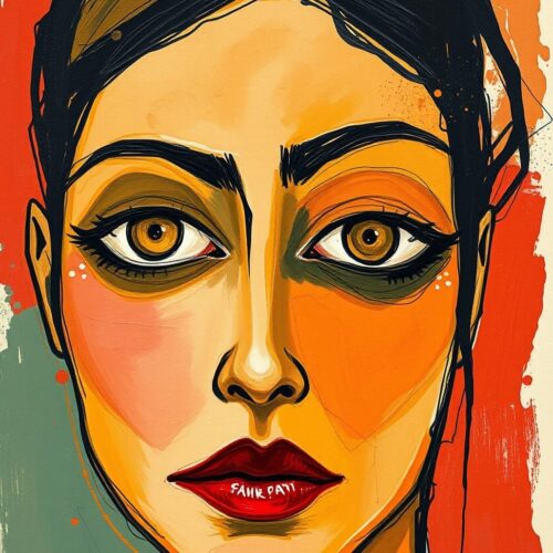 Modern Abstract Woman Portrait Painting – Bold Expressionist Contemporary Wall Art picture