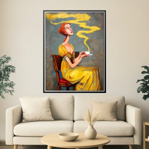Whimsical Tea Lady Poster – Expressionist Oil Painting Style picture
