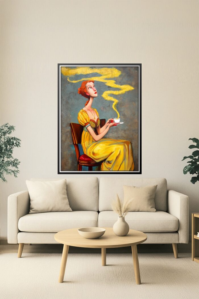 Whimsical Tea Lady Poster – Expressionist Oil Painting Style picture