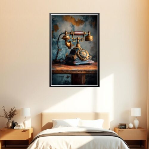 Vintage Rotary Telephone Poster – Classic Realism Oil Painting Style picture