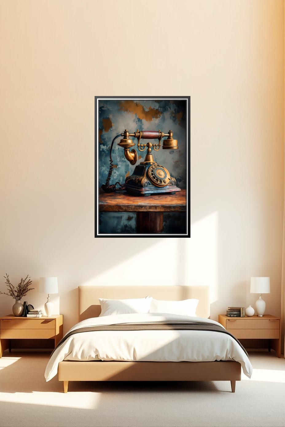 Vintage Rotary Telephone Poster – Classic Realism Oil Painting Style picture