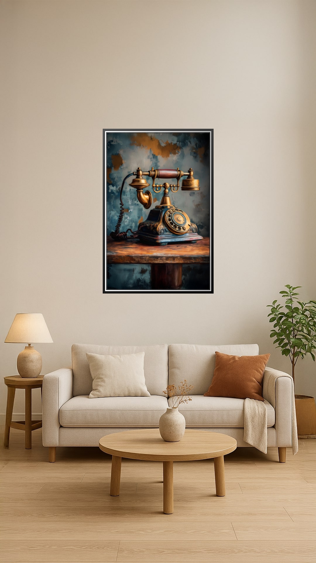 Vintage Rotary Telephone Poster – Classic Realism Oil Painting Style picture