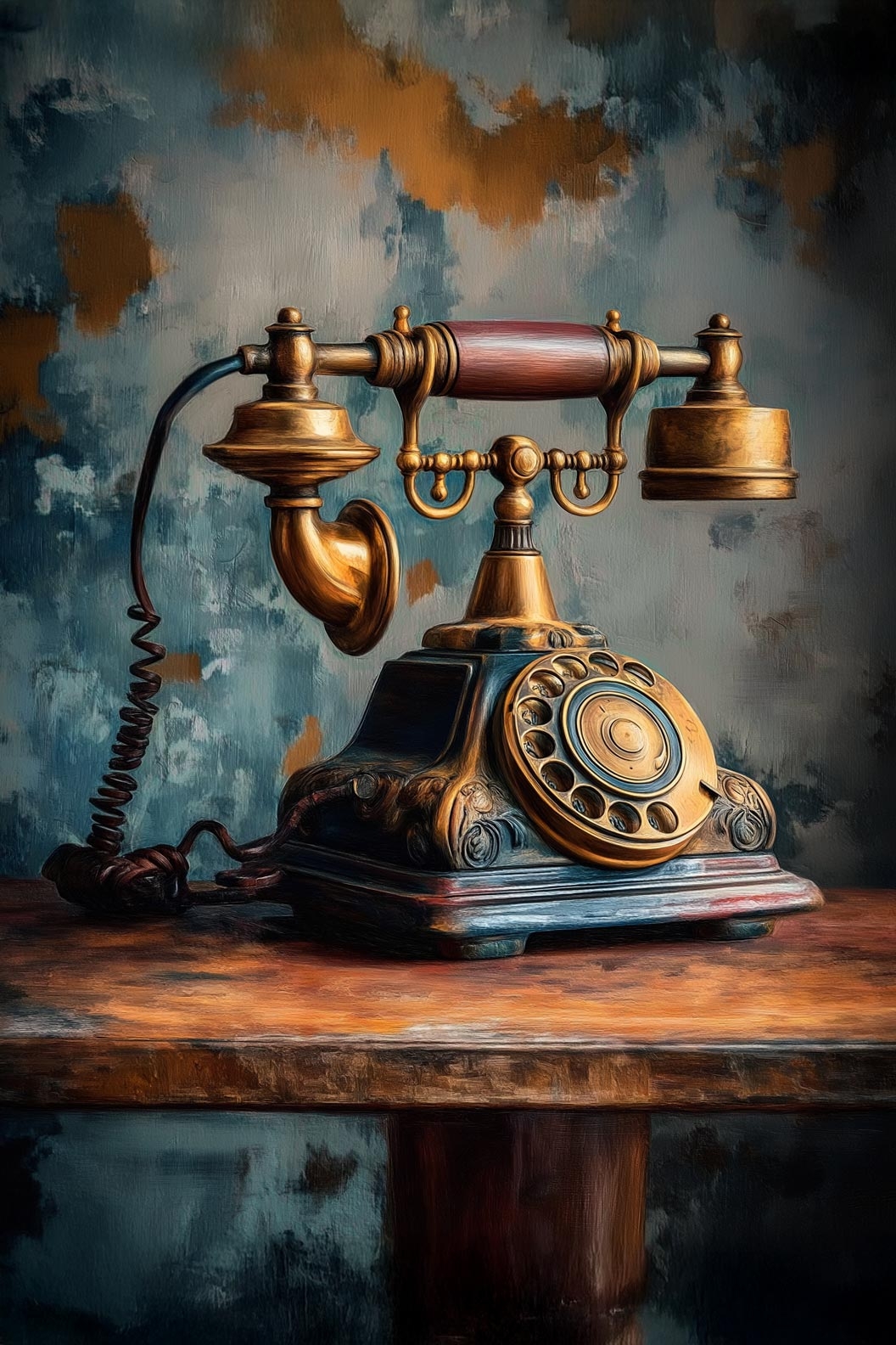 Vintage Rotary Telephone Poster – Classic Realism Oil Painting Style picture