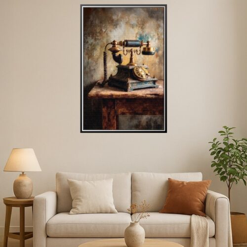 Antique Telephone Poster – Classic Realism Oil Painting Art picture