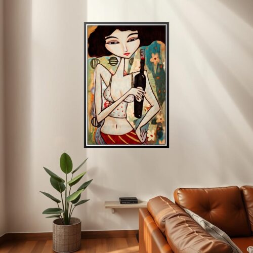 Modern Cubist Pop Art Print - Woman in Blue Dress picture