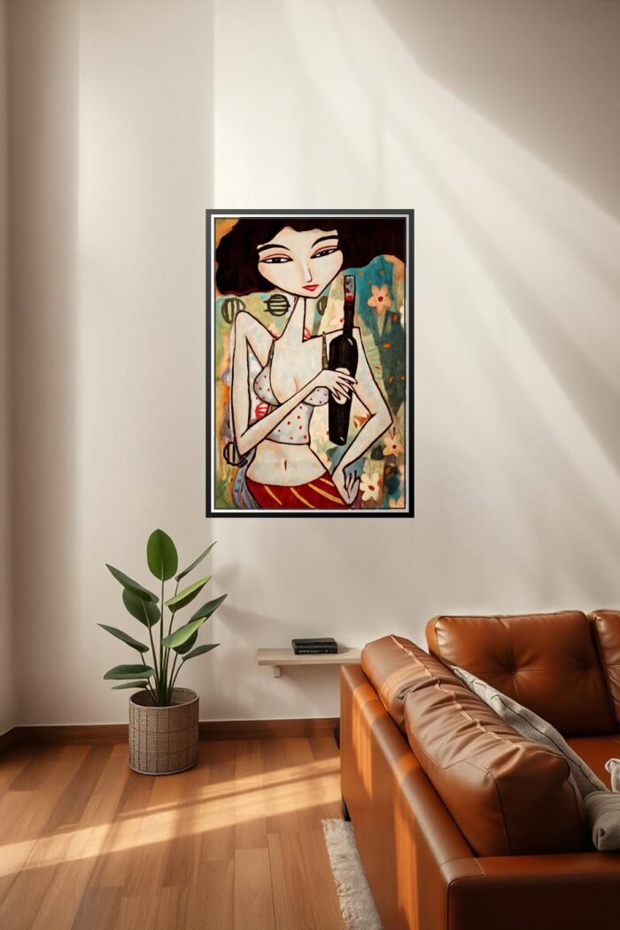 Modern Cubist Pop Art Print - Woman in Blue Dress picture