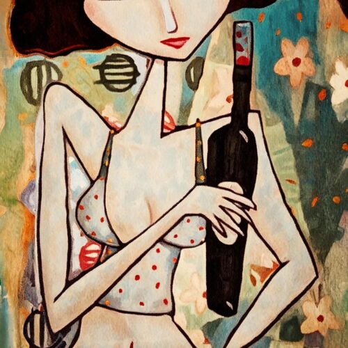 Modern Cubist Pop Art Print - Woman in Blue Dress picture