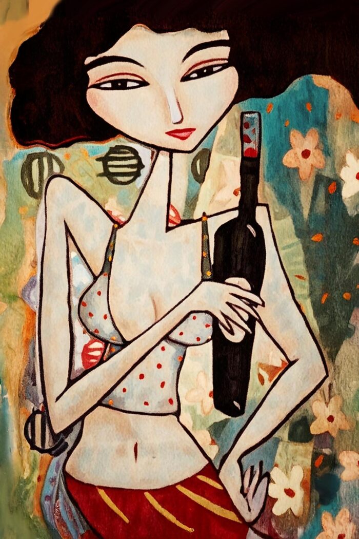 Modern Cubist Pop Art Print - Woman in Blue Dress picture