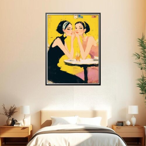 Chic Café Conversation Poster – Fashion Illustration Art Style picture