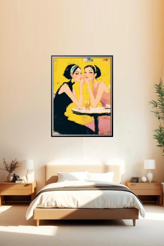 Chic Café Conversation Poster – Fashion Illustration Art Style picture