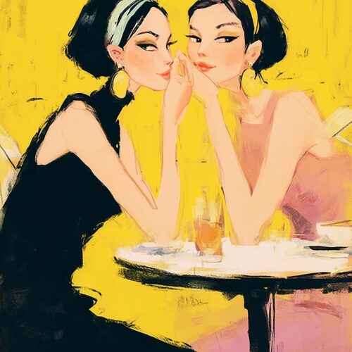Chic Café Conversation Poster – Fashion Illustration Art Style picture