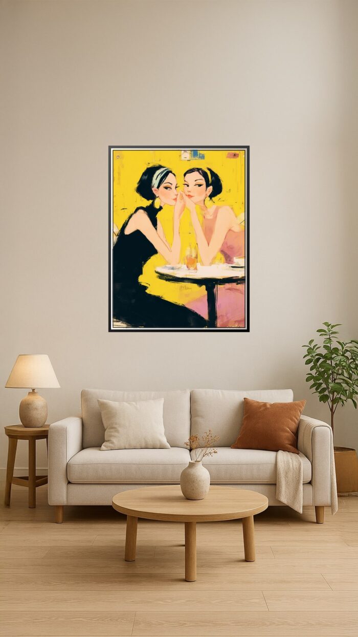 Chic Café Conversation Poster – Fashion Illustration Art Style picture